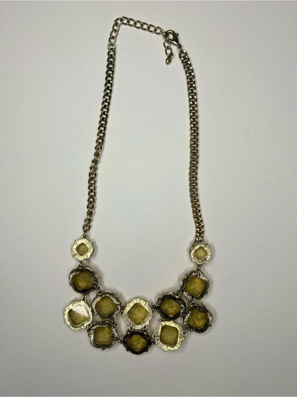 Charming Charlie Gold Spun Interlinked  Bib Necklace  Chunky Jewelry Maximalist